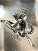 silverware in sink
